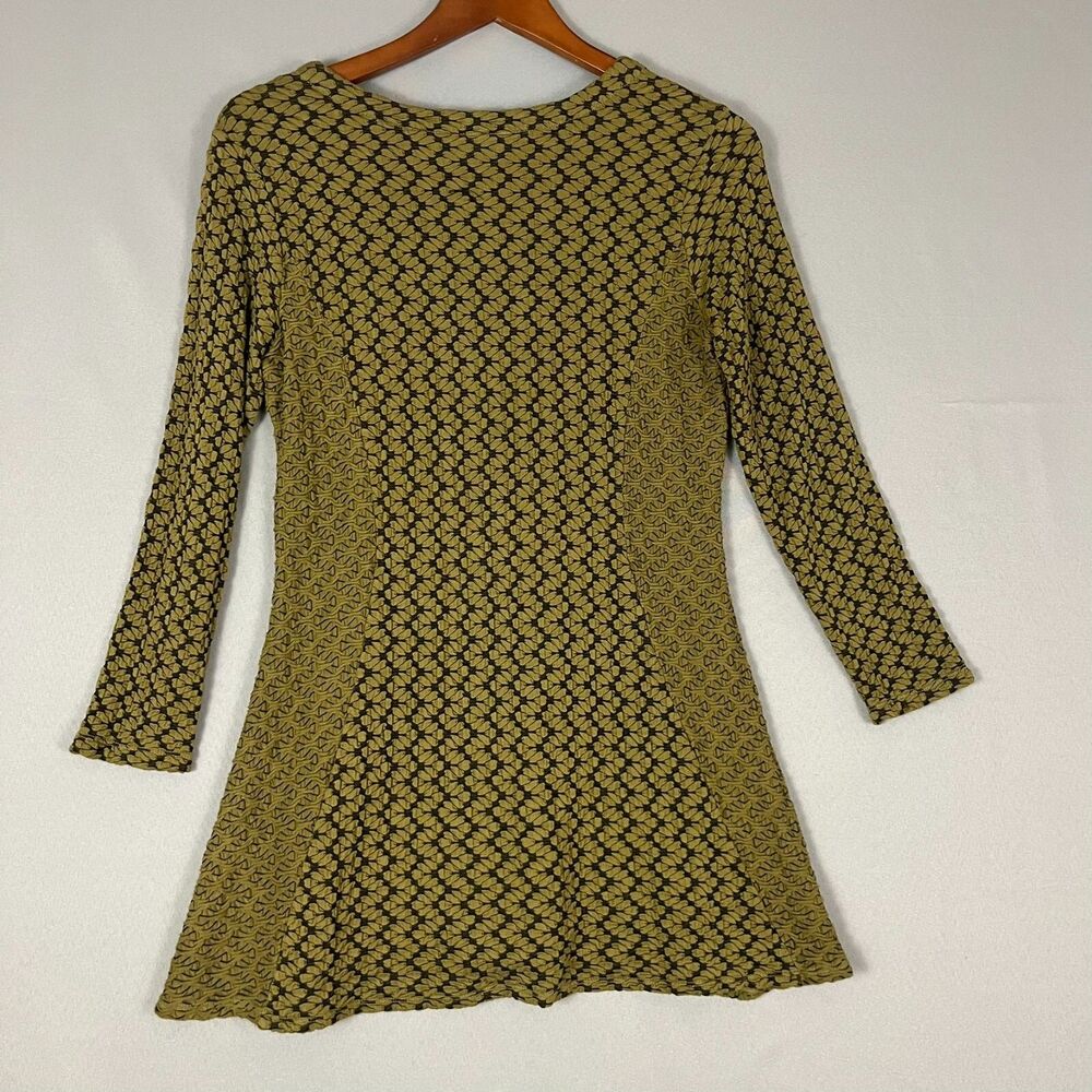 Tianello Tunic A-Line Dress Women's S Sage Green Python Textured Stretch V-Neck - Picture 4 of 7